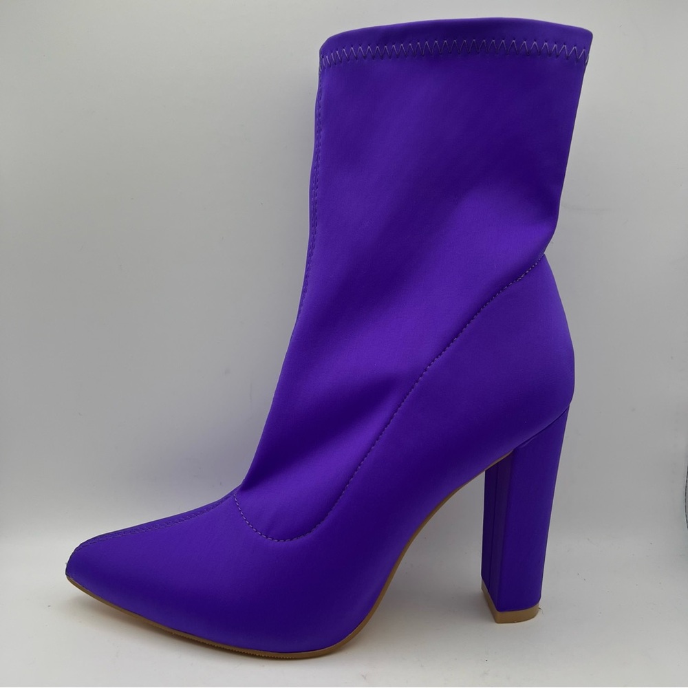Sexrosly Womens Pointed Toe High Heel Mid Calf Ankle Booties 7.5 Carnival Disco